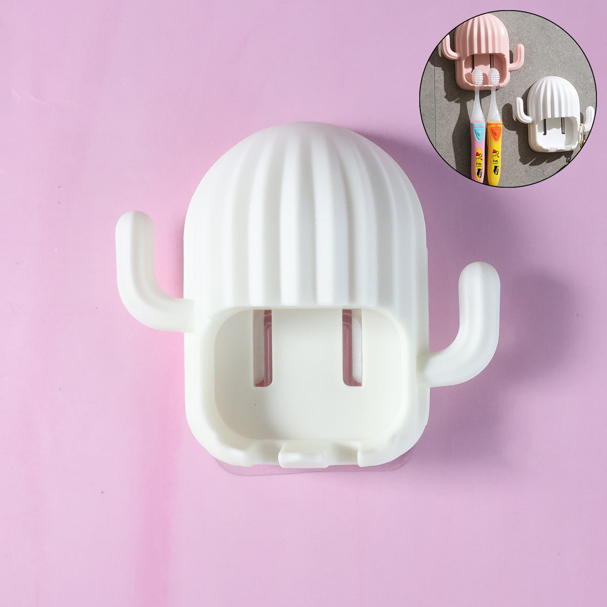 Wall Mounted Cactus-shape Toothbrush Holder (1 Pc)