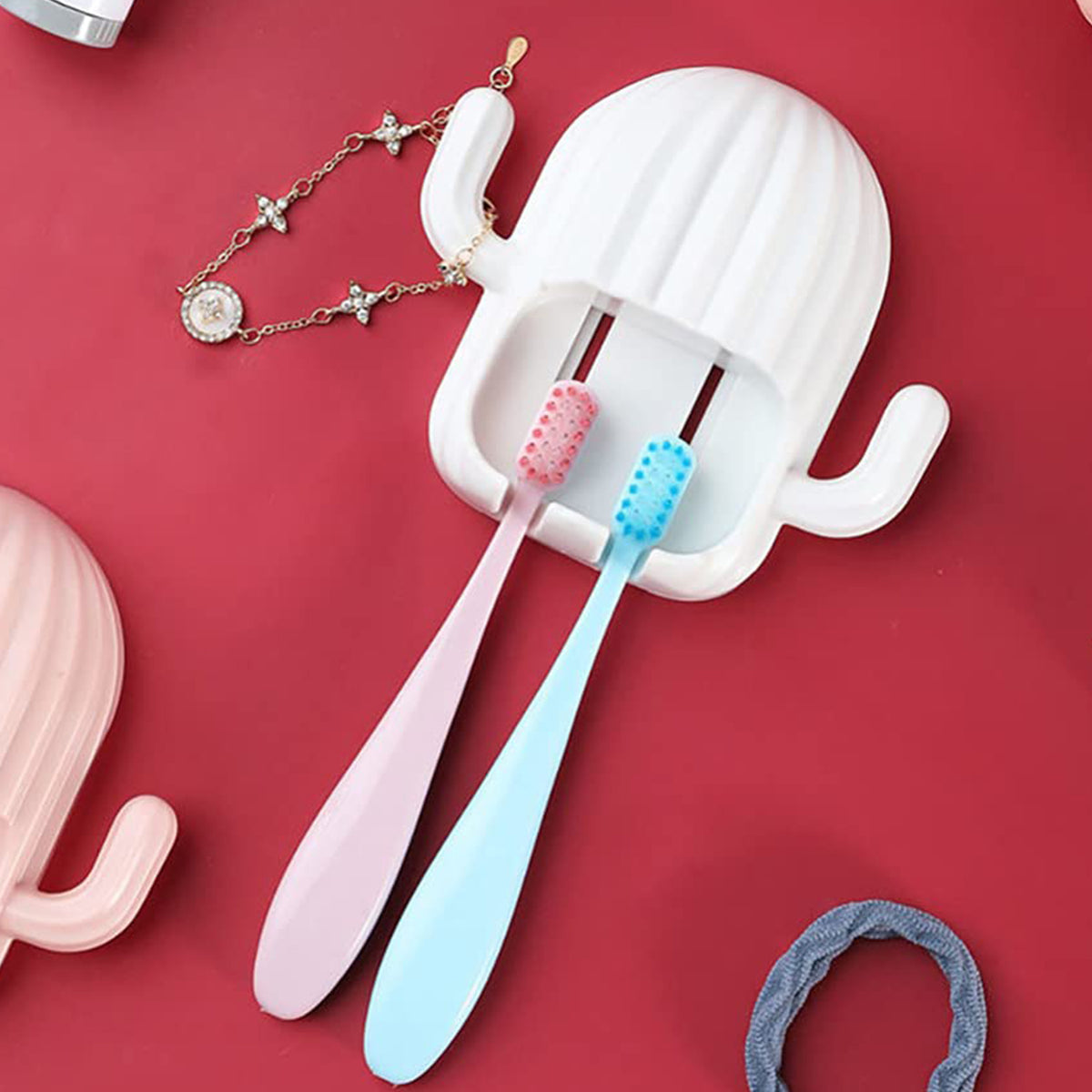 Wall Mounted Cactus-shape Toothbrush Holder (1 Pc)